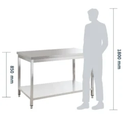 Edelstahl Arbeitstisch Basic 15x7 mit Grundboden