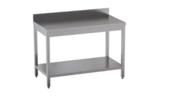 Edelstahl Arbeitstisch Eco 10x6 mit Grundboden und Aufkantung