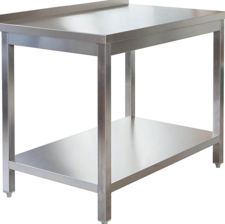 Edelstahl Arbeitstisch Profi 1200 x 600 mm - mit Grundboden und Aufkantung