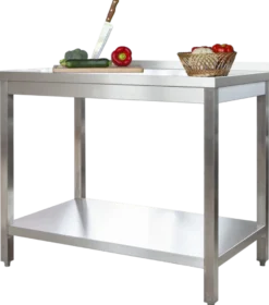 Edelstahl Arbeitstisch Profi 600 x 700 mm -mit Grundboden und Aufkantung