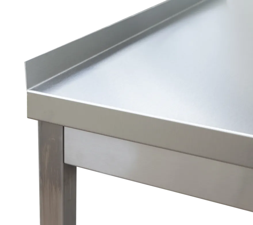 Edelstahl Arbeitstisch Profi 800 x 600 mm - mit Grundboden und Aufkantung