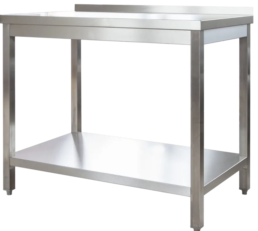 Edelstahl Arbeitstisch Profi 1500 x 700 mm - mit Grundboden und Aufkantung