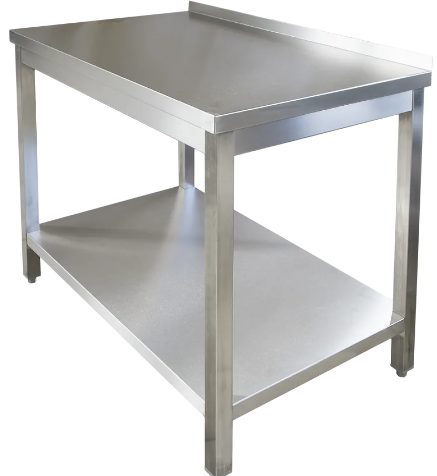 Edelstahl Arbeitstisch Profi 1400 x 600 mm - mit Grundboden und Aufkantung