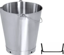 Eimer, Edelstahl, mit Ausgießer, 10 Liter, Durchmesser 26 cm, Höhe 30 cm