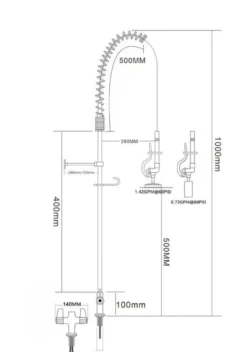 Einloch-Geschirrwaschbrause mit Hebel und Mischbatterie - 1.000 mm