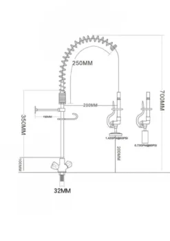Einloch-Geschirrwaschbrause mit Mischbatterie - 700 mm