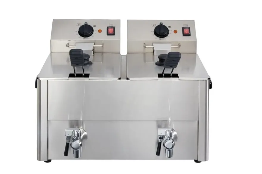 Elektro-Doppel-Fritteuse ECO 10+10 Liter mit Ablasshahn
