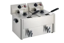 Elektro-Doppel-Fritteuse ECO 10+10 Liter mit Ablasshahn