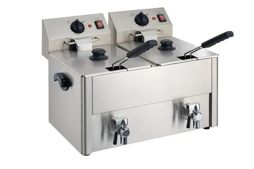 Elektro-Doppel-Fritteuse ECO 10+10 Liter mit Ablasshahn