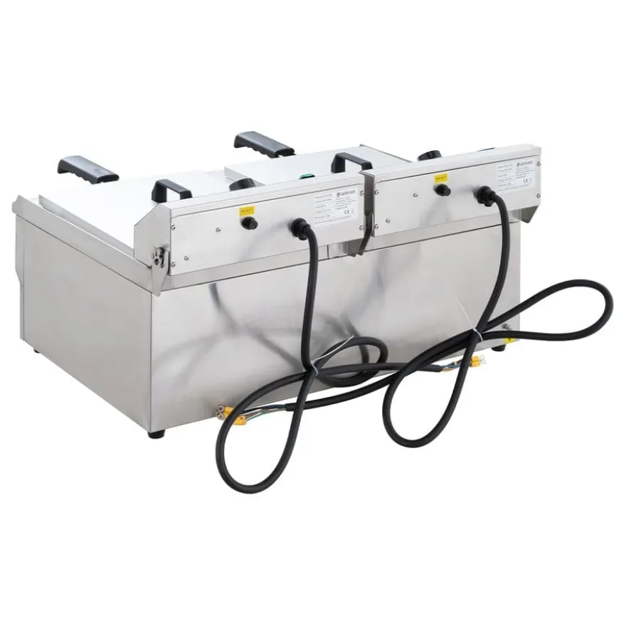 Elektro-Doppel-Fritteuse ECO 13+13 Liter mit Ablasshahn, 2x 5000 W, 400 V