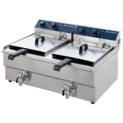 Elektro-Doppel-Fritteuse ECO 13+13 Liter mit Ablasshahn, 2x 5000 W, 400 V