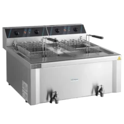 Elektro-Doppel-Fritteuse Profi - 12+12 Liter mit Ablasshahn, 400 V
