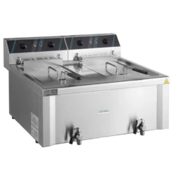 Elektro-Doppel-Fritteuse Profi - 12+12 Liter mit Ablasshahn, 400 V