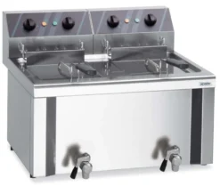 Elektro-Doppel-Fritteuse Profi 6+6 Liter mit Ablasshahn, 230 V