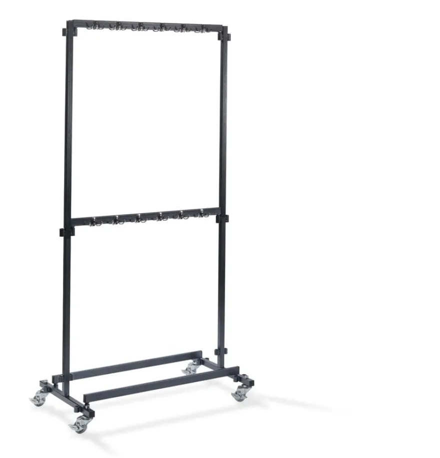 Feros Garderobenständer klein 48 Haken, aus Stahl in Schwarz, fahrbar, erweiterbar
