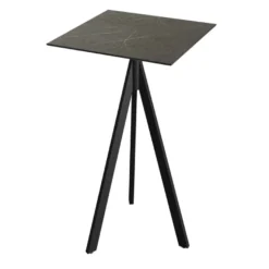 Feros Infinity Tripod Stehtisch Schwarz frame + Midnight Marble HPL 70x70 cm