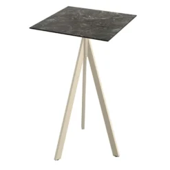 Feros Infinity Tripod Stehtisch Sand frame + Galaxy Marble HPL 70x70 cm