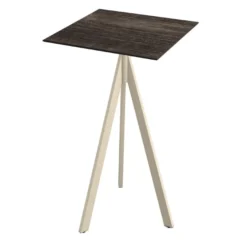 Feros Infinity Tripod Stehtisch Sand frame + Riverwashed Wood HPL 70x70 cm