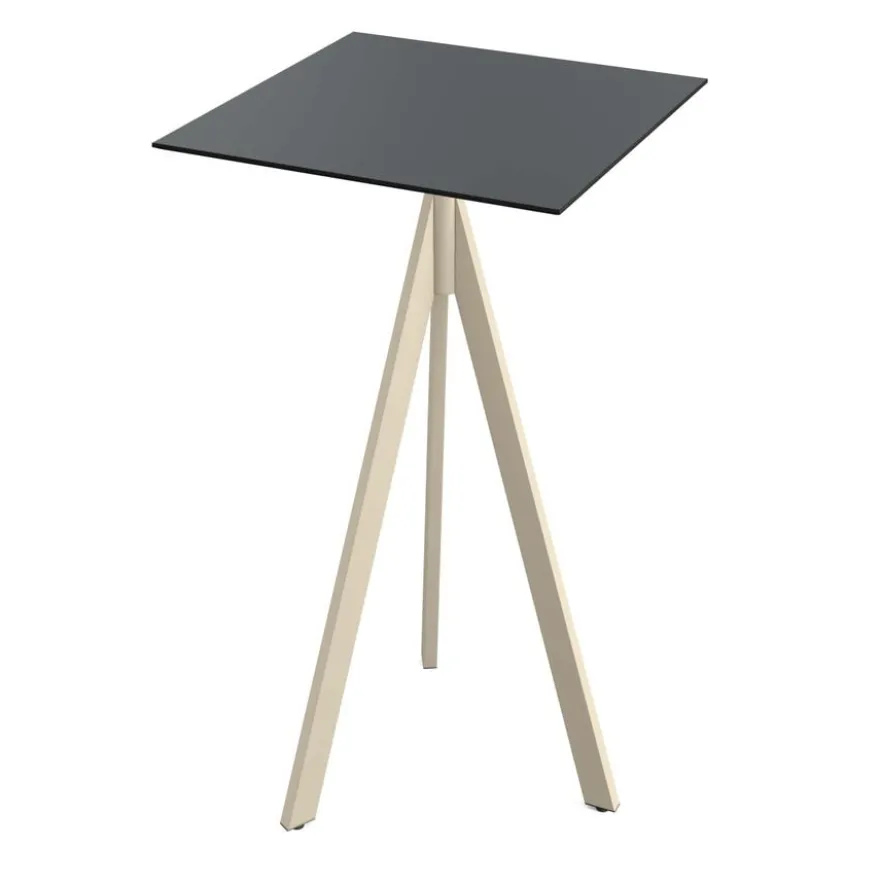 Feros Infinity Tripod Stehtisch Sand frame + Schwarz HPL 70x70 cm