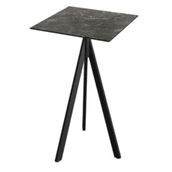 Feros Infinity Tripod Stehtisch Schwarz frame + Galaxy Marble HPL 70x70 cm