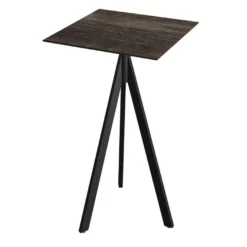 Feros Infinity Tripod Stehtisch Schwarz frame + Riverwashed Wood HPL 70x70 cm