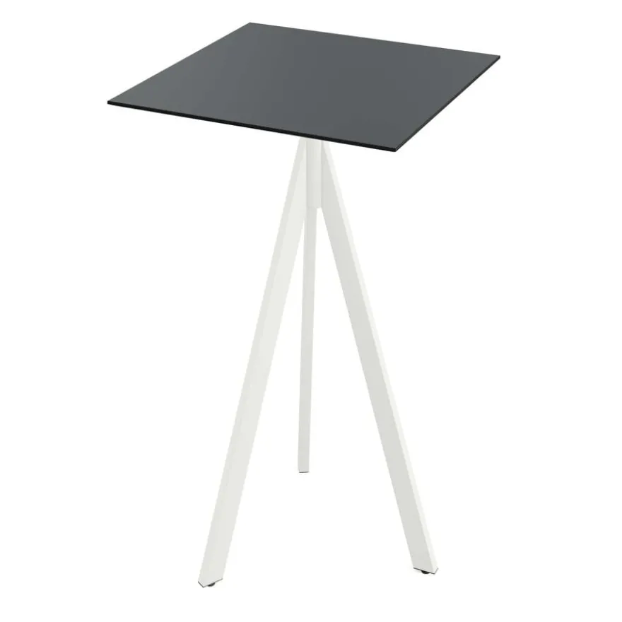 Feros Infinity Tripod Stehtisch Weiß frame + Schwarz HPL 70x70 cm
