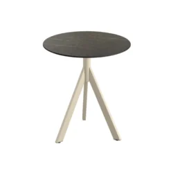 Feros Infinity Tripod Terrassentisch Sand frame + Midnight Marble HPL Ø70 cm