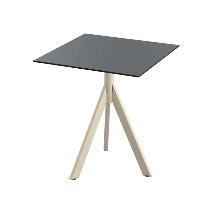 Feros Infinity Tripod Terrassentisch Sand frame + Schwarz HPL 70x70 cm