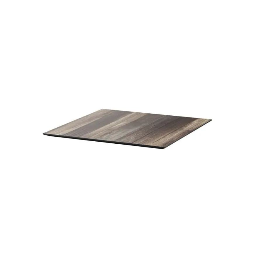 Feros Infinity Tripod Terrassentisch Sand frame + Tropical Wood HPL 70x70 cm