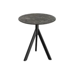 Feros Infinity Tripod Terrassentisch Schwarz frame + Galaxy Marble HPL Ø70 cm