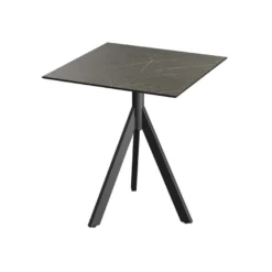 Feros Infinity Tripod Terrassentisch Schwarz frame + Midnight Marble HPL 70x70 cm