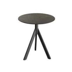 Feros Infinity Tripod Terrassentisch Schwarz frame + Midnight Marble HPL Ø70 cm