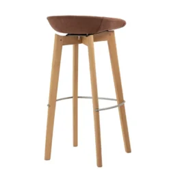 FEROS Keeve stapelbarer Barstuhl - niedrige Sitzschale, gepolstert - Holz / Rotbraun