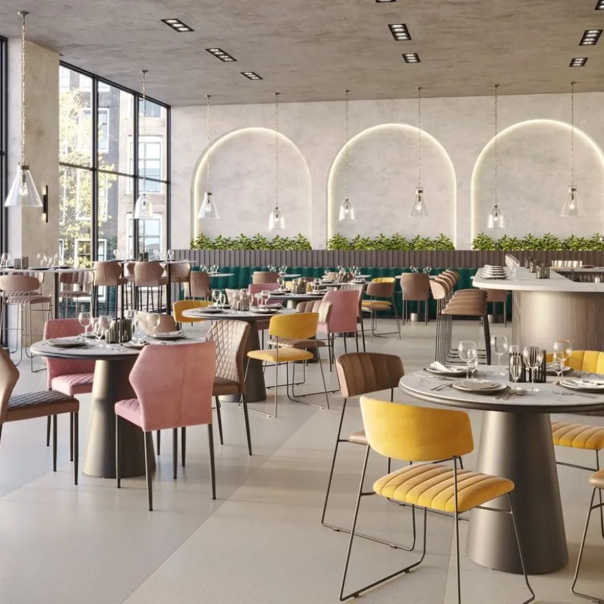 Feros Mundo Barhocker Cognac, Kunstleder gepolstert, feuerhemmend, 465 x 490 x 1050 mm