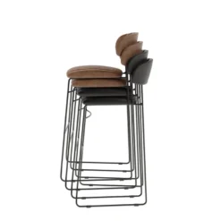Feros Mundo Barhocker Cognac, Kunstleder gepolstert, feuerhemmend, 465 x 490 x 1050 mm