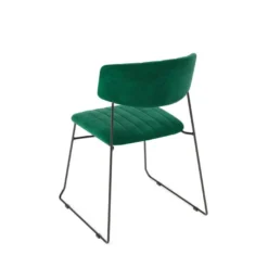 Feros Mundo Stapelstuhl Grün, Velours gepolstert, feuerhemmend, 540 x 550 x 790 mm