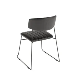 Feros Mundo Stapelstuhl Schwarz, Kunstleder gepolstert, feuerhemmend, 540 x 550 x 790 mm