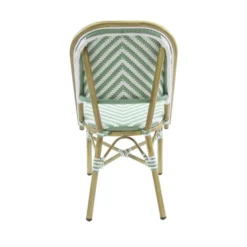 Feros Paris Bistrostuhl Rattan – Bambus-Weiß/Schwarz