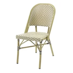 Feros Paris Bistrostuhl Rattan – Bambus-Weiß/Schwarz