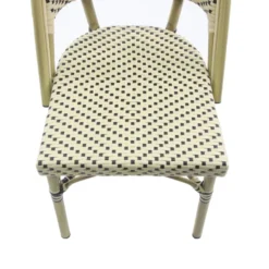 Feros Paris Bistrostuhl Rattan – Bambus-Weiß/Schwarz