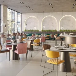 Feros Restaurantstuhl Louis, Velour Grün, velours fabric gepolstert