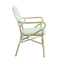 Feros Tango Bistrostuhl Rattan – Bambus-Weiß/Pastellgrün