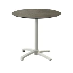 Feros X Cross Terrassentisch Sand gestell + Midnight Marble HPL Ø70 cm