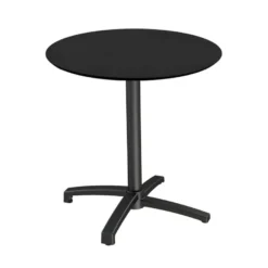 Feros X Cross Terrassentisch Schwarz gestell + Schwarz HPL Ø70 cm