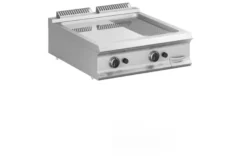 Gas-Grillplatte Dexion Lux 980 - 80/90 - 2/3 glatt, 1/3 gerillt, verchromt - Tischgerät - 18,4 kW