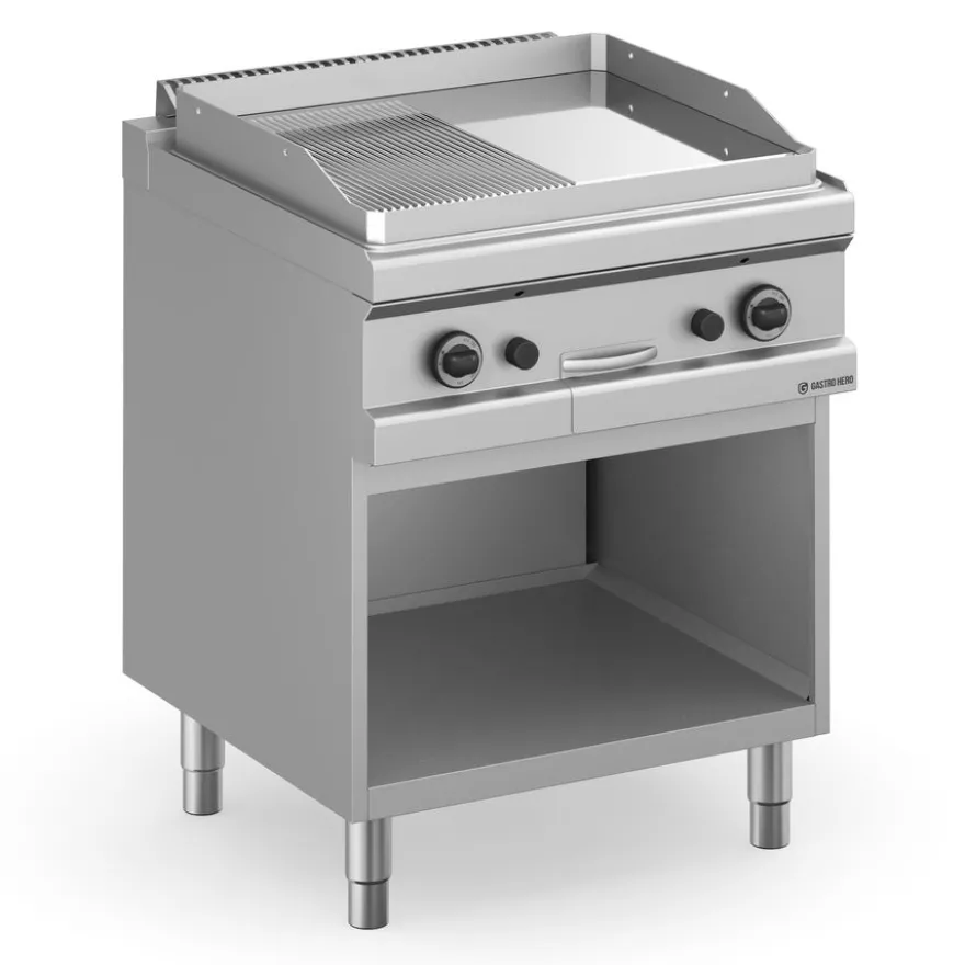 Gasgrillplatte Serie 700 - 70/70 - ½ glatt, ½ gerillt, verchromt