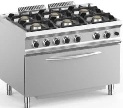 Gasherd Dexion Lux 700 - 110/73 mit Gasbackofen GN2/1 - 6 Kochstellen - 50 kW