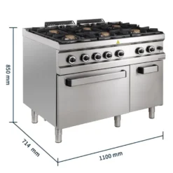 Gasherd Serie 700 - 110/70 mit Elektrobackofen - 6 Kochstellen - 42 kW