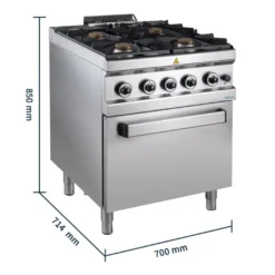 Gasherd Serie 700 - 70/70 mit Gasbackofen - 4 Kochstellen - 34 kW