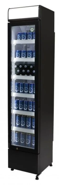 Gastro-Cool DC130 Getränkekühlschrank Slim 150 Liter schwarz/weiß, LED